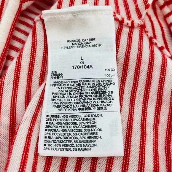 Gap slouchy red and cream stripe pocket sweater size large - Picture 5 of 6